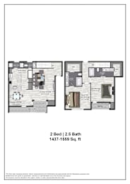 2 beds, 2.5 baths, $2,299