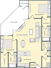 2 beds, 2 baths, 1,152 sqft, $2,412