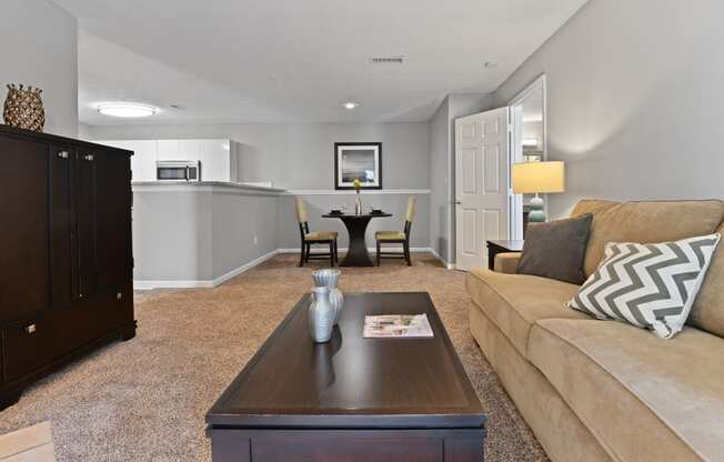 Open Concept Living and Dining Room at Patchen Oaks Apartments, Lexington, Kentucky 40517