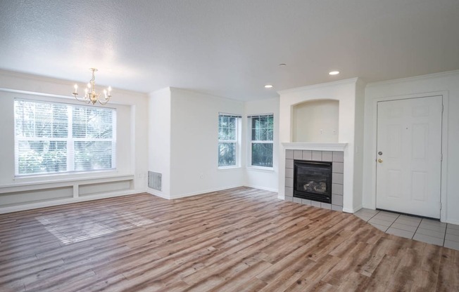 Village at Main Street | 2x2 Large Living Room with Fireplace and Large Light Filled Window