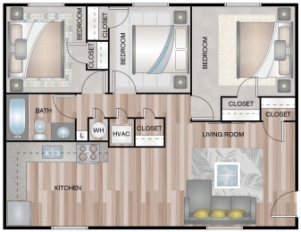 3 beds, 1 bath, 903 sqft, $1,225