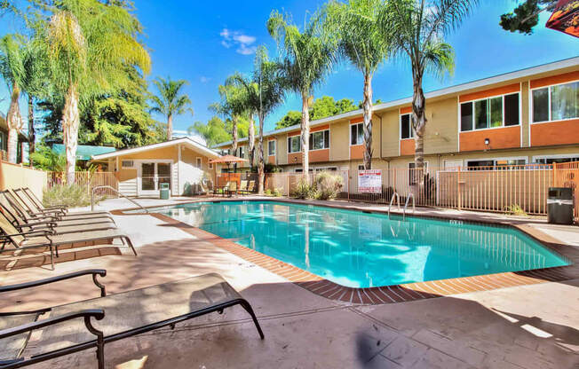 Swimming Pool And Sundeck at Latham Court, Mountain View, California