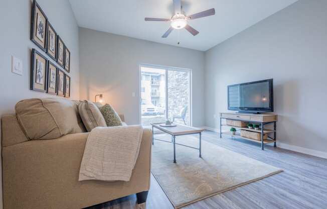 Spacious living room with a large open layout at White Oak