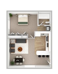 1 bed, 1 bath, 520 sqft, $1,010