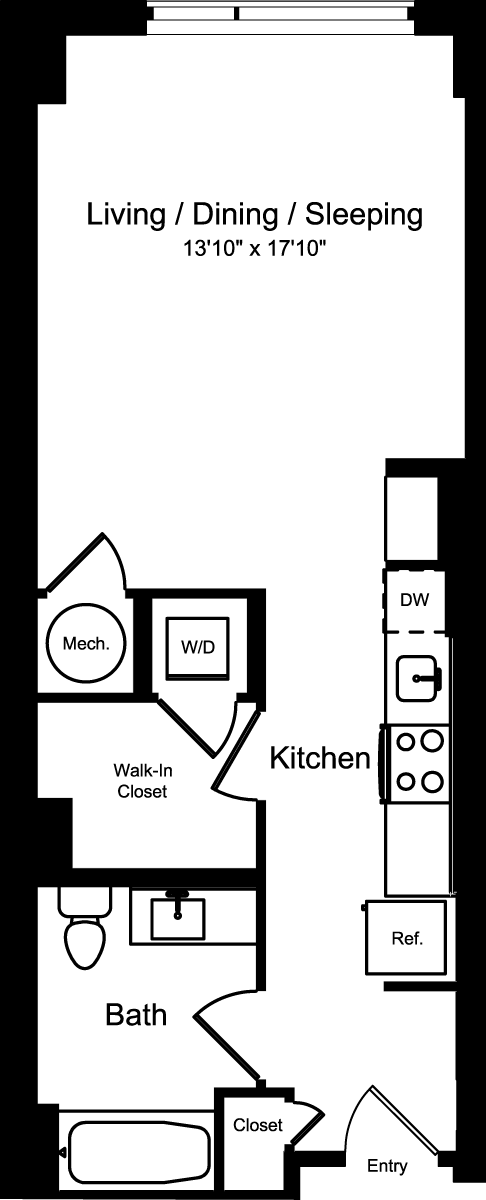 Studio, 1 bath, 557 sqft, $2,079