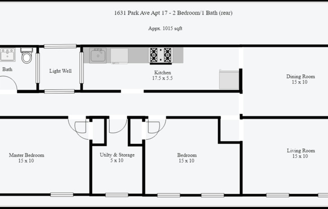 2 beds, 1 bath, 1,015 sqft, $1,825, Unit 17