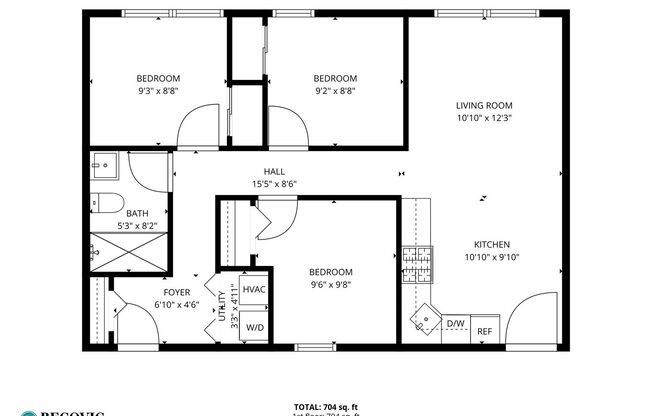3 beds, 1 bath, 609 sqft, $2,200, Unit 1556-1K