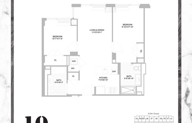 2 beds, 2 baths, $7,694, Unit 1_610