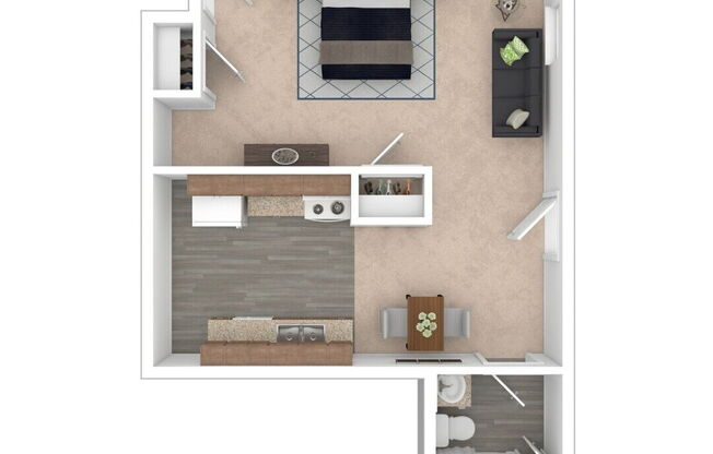 Studio, 1 bath, 600 sqft, $1,300