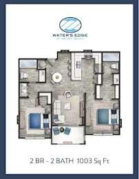 2 beds, 2 baths, 1,003 sqft, $2,501