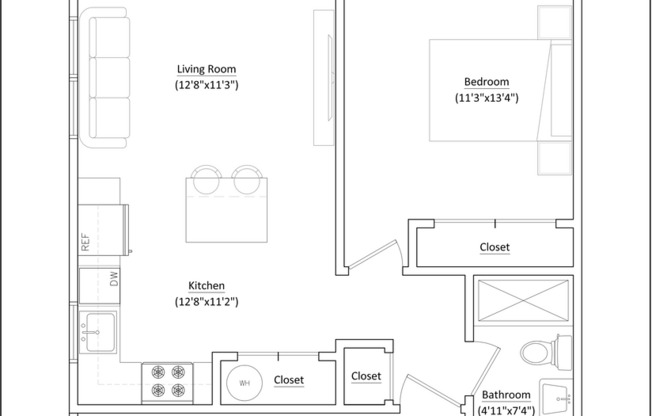 1 bed, 1 bath, 566 sqft, $2,123, Unit A7