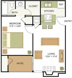 1 bed, 1 bath, 566 sqft, $1,033