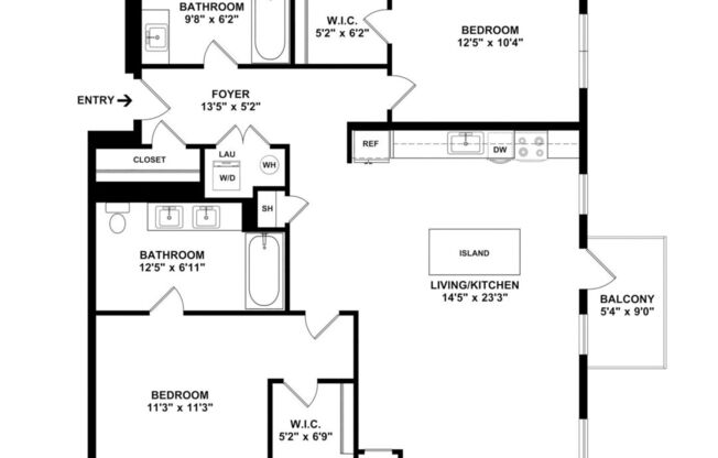 2 beds, 2 baths, 1,134 sqft, $3,430