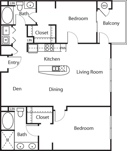 2 beds, 2 baths, 1,245 sqft, $3,222