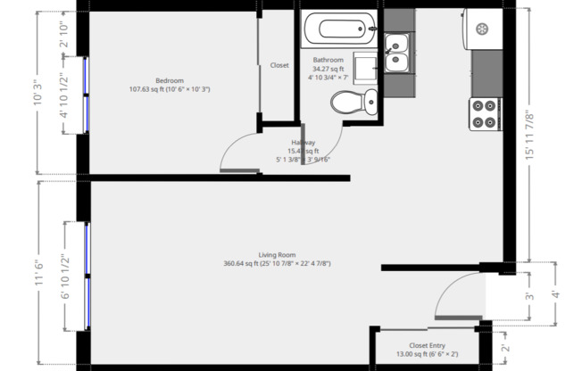 1 bed, 1 bath, 650 sqft, $1,000