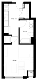 Studio, 1 bath, 447 sqft, $1,079