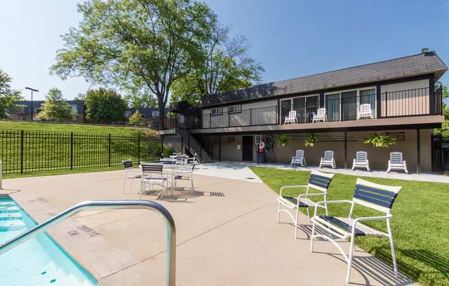 This is a photo of the pool area at Montana Valley Apartments in Cincinnati, OH.