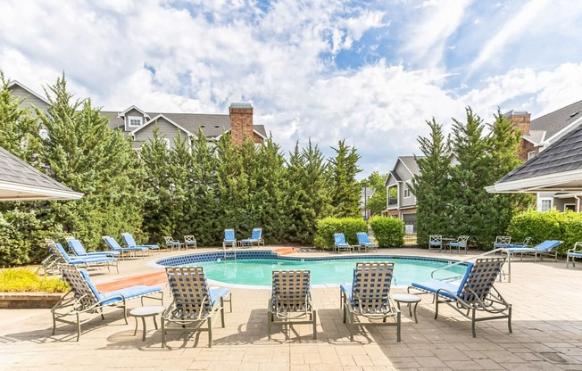 the swimming pool at the preserve at polk apartments