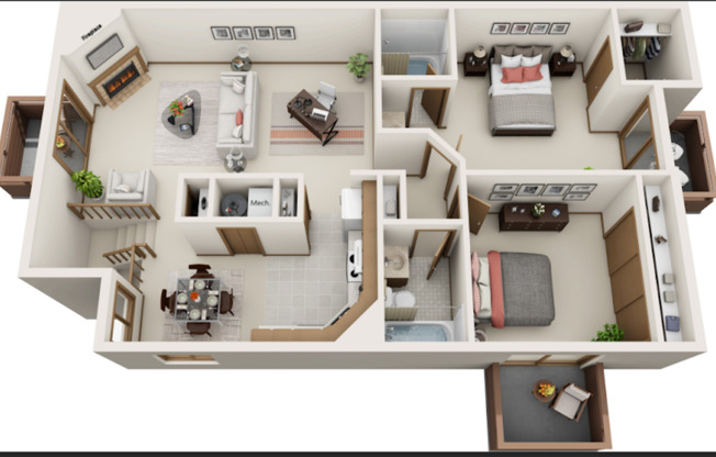 2 beds, 2 baths, 1,200 sqft, $1,625, Unit 7120B