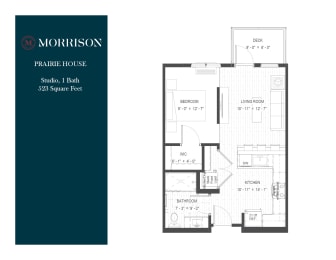 Studio, 1 bath, 523 sqft, $1,460
