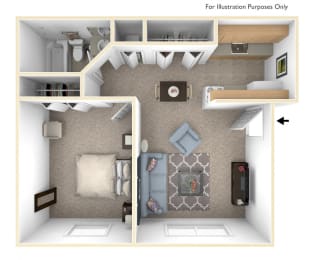 1 bed, 1 bath, 570 sqft, $828