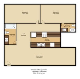 2 beds, 2 baths, 1,198 sqft, $2,789