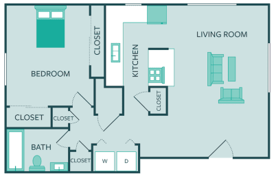 1 bed, 1 bath, 618 sqft, $945