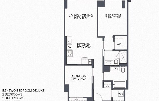 2 beds, 2 baths, 963 sqft, $4,899