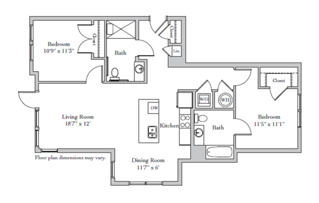 2 beds, 2 baths, 1,122 sqft, $2,650, Unit 2-201