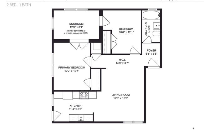 2 beds, 1 bath, 822 sqft, $2,550, Unit 1908-2