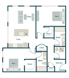 2 beds, 2 baths, 1,060 sqft, $2,849