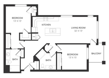 2 beds, 2 baths, 1,234 sqft, $1,920