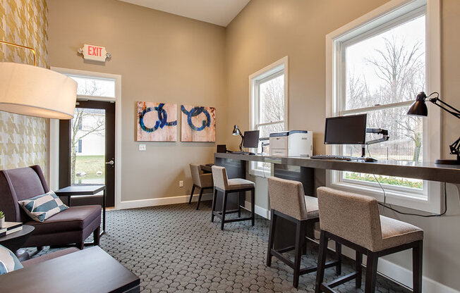 Resident business center at The Bradford at Easton Apartments in Columbus, OH