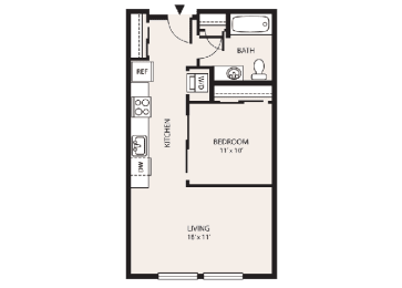 1 bed, 1 bath, 590 sqft, $1,561