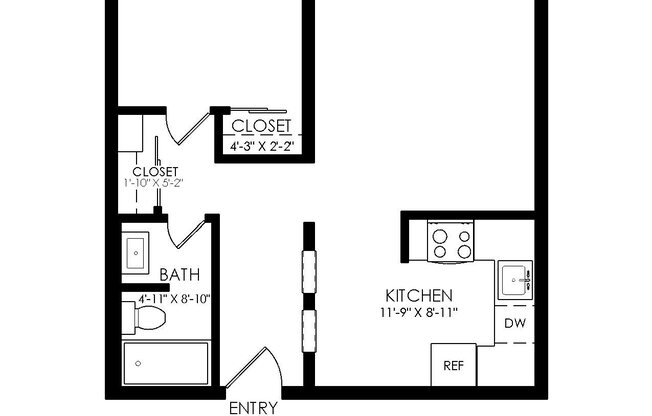 1 bed, 1 bath, 625 sqft, $1,395