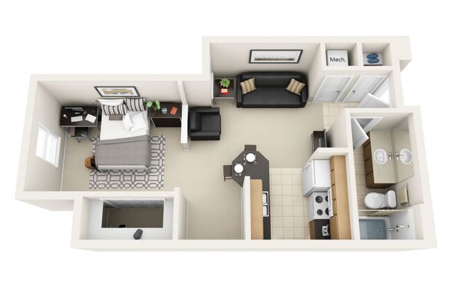 1 bed, 1 bath, 500 sqft, $1,327, Unit 3203