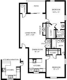2 beds, 2 baths, 1,077 sqft, $2,143