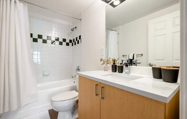 a bathroom with a sink and a toilet and a shower