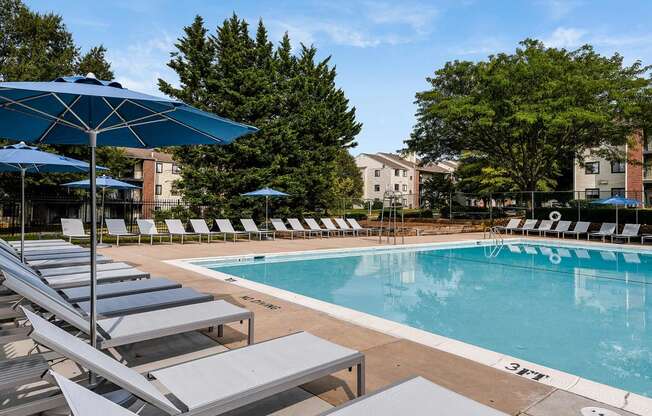 Relaxing Pool Deck at Fieldpointe Apartments in Frederick, MD