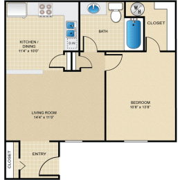 1 bed, 1 bath, 610 sqft, $1,070