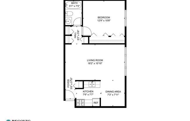 1 bed, 1 bath, 578 sqft, $1,850, Unit 303