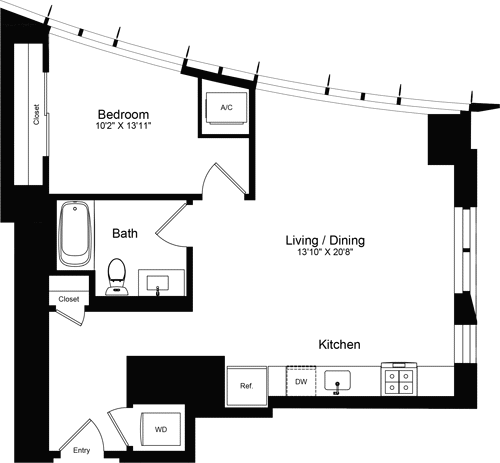 1 bed, 1 bath, 745 sqft, $4,321