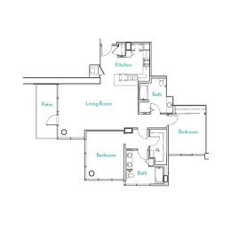 2 beds, 2 baths, 1,245 sqft, $3,444