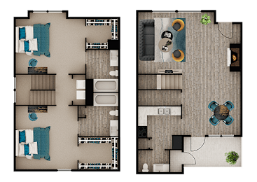 2 beds, 2.5 baths, 1,098 sqft, $1,459