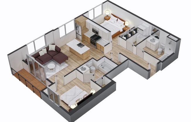 2 beds, 2 baths, 798 sqft, $2,295, Unit 327