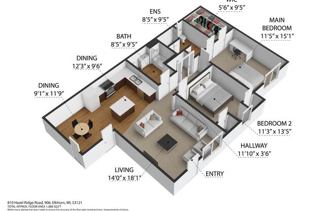2 beds, 2 baths, 1,030 sqft, $1,695, Unit 820-605