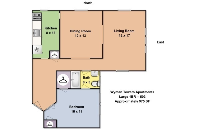 1 bed, 1 bath, 550 sqft, $1,450, Unit 503