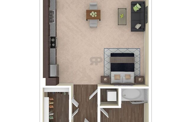 Studio, 1 bath, 593 sqft, $1,437
