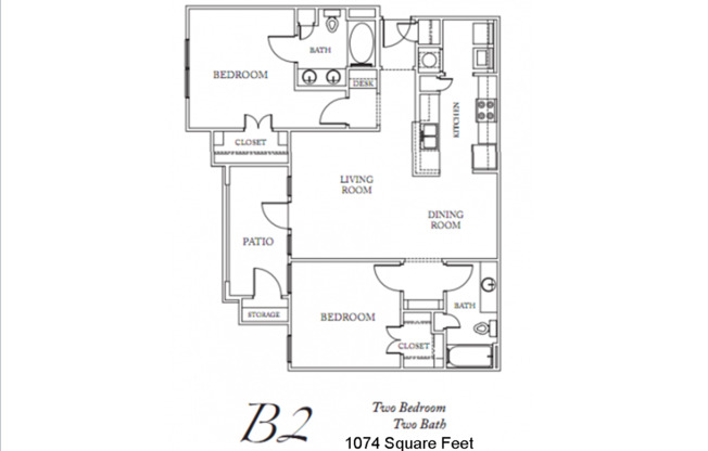 2 beds, 2 baths, 1,074 sqft, $1,729, Unit 10304