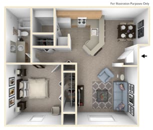 1 bed, 1 bath, 714 sqft, $778